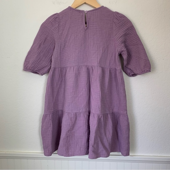 Walking on Sunshine Double Gauze Cotton Tiered Dress Size Large Lavender Girl’s - Picture 7 of 12